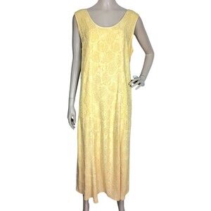 Citron Santa Monica Collection Gold Floral Paneled Brocade Sleeveless Dress Sz M